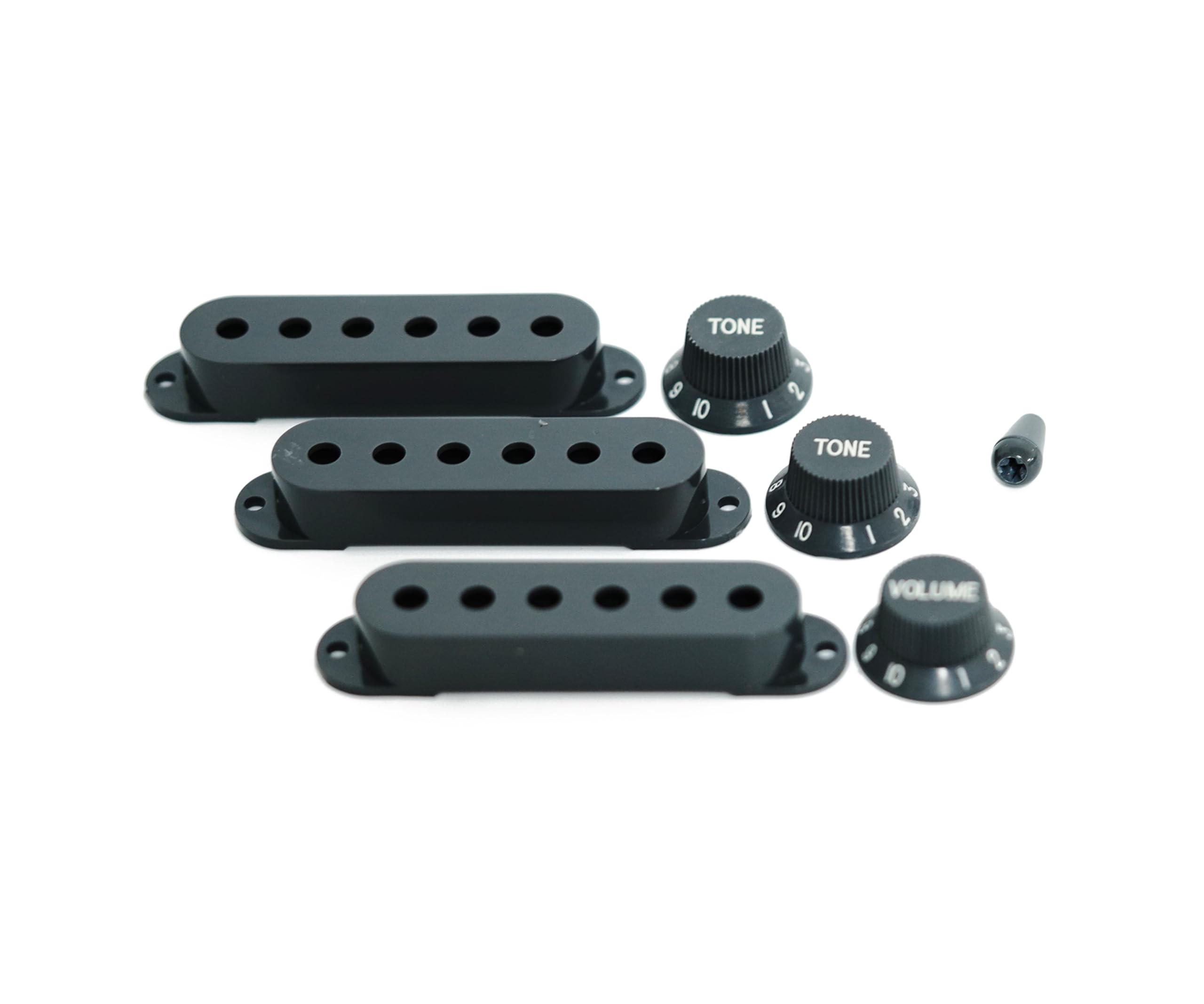 Guyker 3Pcs Plastic Guitars Single Coil Pickup Covers (52Mm Pole Spacing) & 1 Volume 2 Tone 1V2T Switch Knobs & Switch Tip Cap P